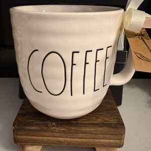 Rae Dunn White Coffee Mug with Black Lettering